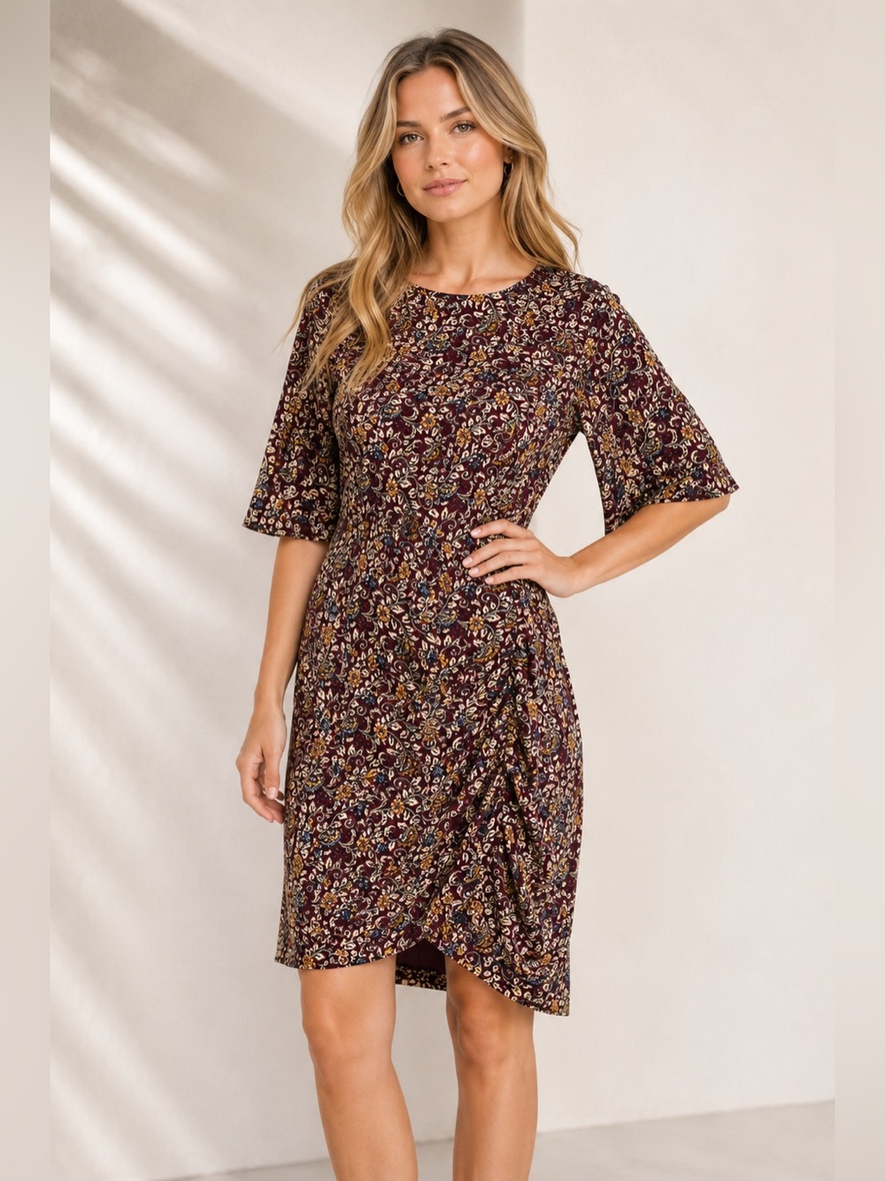 ba&sh Valia Floral Mini Dress Size 6 NWT Bordeaux Ochre Boho Chic
